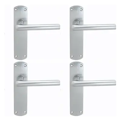 4x Rounded Straight Bar Handle on Latch Backplate x 42mm Satin Chrome