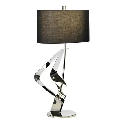 Table Lamp Black Shade Highly Polished Nickel Finish LED E27 60W Bulb