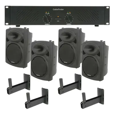 PRO Bar Club Sound System 4x Loud Wall Speaker Channel 1000W Music Player Kit