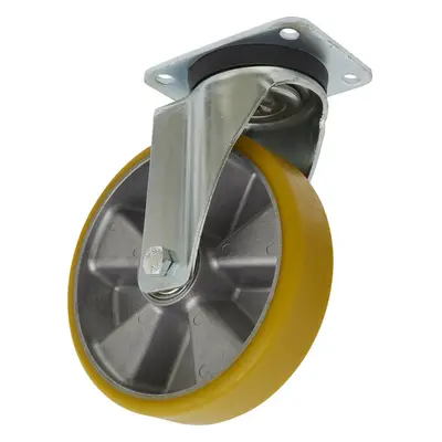 200mm Swivel Plate Castor Wheel - 50mm Tread Non-Marking Aluminium & PU Plastic