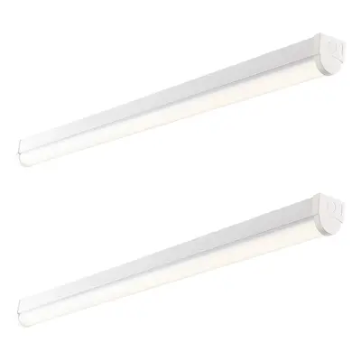 2 PACK 5ft High Lumen Batten Light - 65.5W Cool White LED - Gloss White & Opal