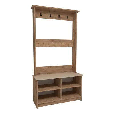 ( Atlantic Pine - Beige) Amelia Hallway Coat Rack with Shelves