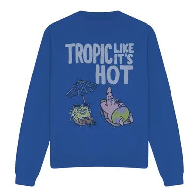 (M, Royal Blue) SpongeBob SquarePants Unisex Adult Tropic Like It's Hot Sweatshirt