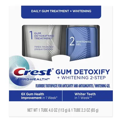 Crest Gum Detoxify Toothpaste + Whitening Gel 2-Step Daily Dental Care System, + 2.3 oz. minutes