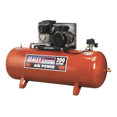 Sealey 200L Belt Drive Air Compressor with Cast Cylinders & Wheels 3.5hp SAC1203B