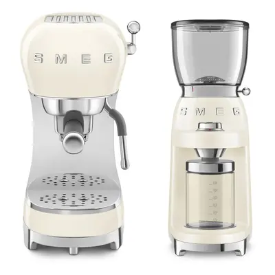 Smeg 50's Style Retro Coffee Range Set, Espresso Coffee Machine, steam Wand, Electric Coffee Gri