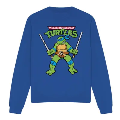 (S, Royal Blue) Teenage Mutant Ninja Turtles Unisex Adult Leonardo Retro Sweatshirt