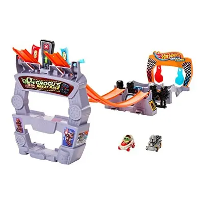 RacerVerse, Grogu s Great Race Track set , Star Wars Track Set with Die-Cast Hot Wheels Racers I