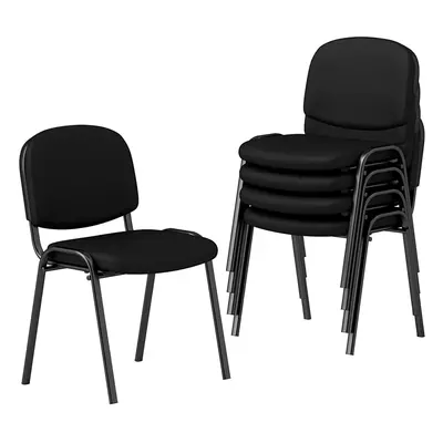 Set of Waiting Room Chairs Stackable Reception Guest Chairs-Black