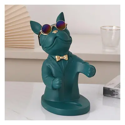 (green) French Bulldog Sculpture Figurine Wine Rack Wine Bottle Holder Modern Living Room Decora