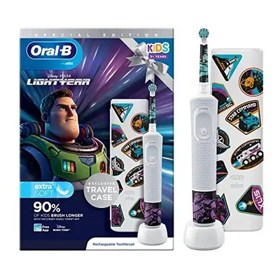 Oral-B Kids Electric Toothbrush, Toothbrush Head, Travel Case, x4 Disney Lightyear Stickers, Mod