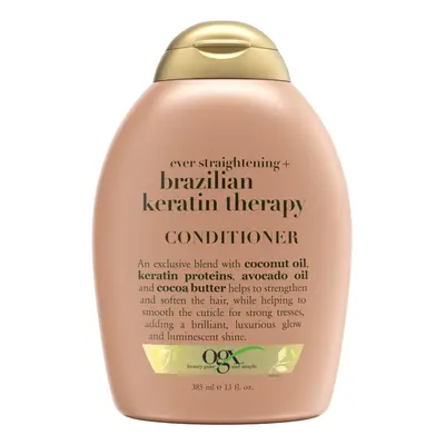 OGX Ever Straightening + Brazilian Keratin Therapy Hair-Smoothing Conditioner with Coconut Oil, 