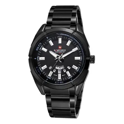 (Black) Naviforce Business Casual Fashion Waterproof Full Steel Quartz Watches for Men