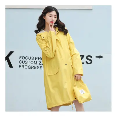 (Yellow, M) Hood Long Raincoat Women Men Waterproof Stylish Rain Coat Jacket Luxury Elegant Plus