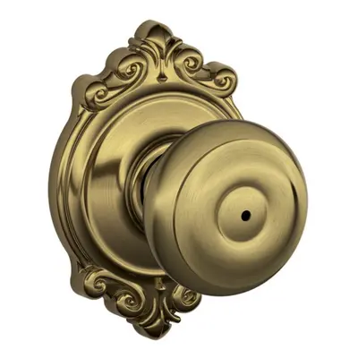 SCHLAGE F40 GEO BRK Brookshire Collection Georgian Privacy Knob Antique Brass