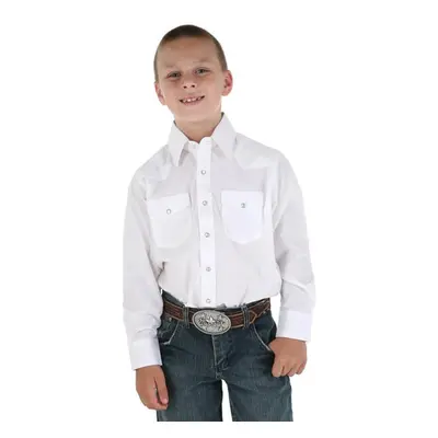 Wrangler boys Long Sleeve Dress Western Snap button down shirts White