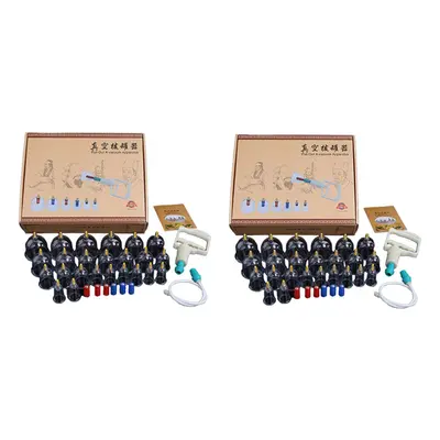 48Pcs Chinese Biomagnetic Vacuum Cupping Home Cupping Therapy Set Body Relax Tight Muscles Massa