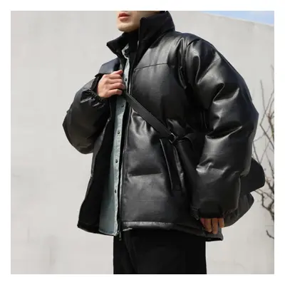 (black, S) Men&apos;s Down Cotton Padded Jacket Stand Collar Winter Jacket Thickened Bread Jacke