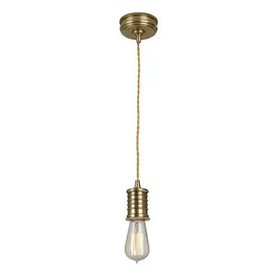 1 Bulb Ceiling Pendant Light Fitting Aged Brass Finish LED E27 60W Bulb