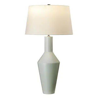 Table Lamp Matt Finished Pale Sage Green Ivory Cylinder Shade LED E27 60W