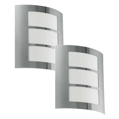 2 PACK IP44 Outdoor Wall Light Stainless Steel Modern 1x 60W E27 Porch Lamp