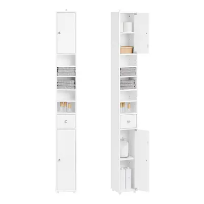 SoBuy BZR167-GW Bathroom Tall Cabinet Matt & High Gloss White