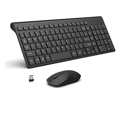 JOYACCESS Wireless Keyboard & Mouse, 2.4G Rechargeable Slim Keyboard and Mouse with Number Pad, 