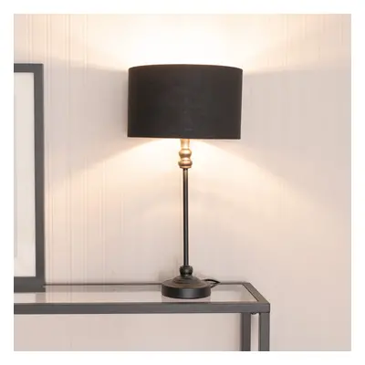 ValueLights Maggie Black & Chrome Inner Shade Black Table Lamp & Bulb