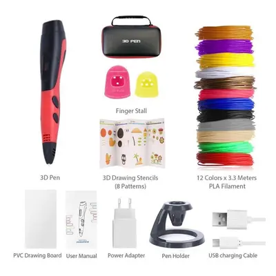 (red, AU Plug) 3D Printing Pen With Colors Pla Filament Support Abs/pla Filament Kids Diy Drawin