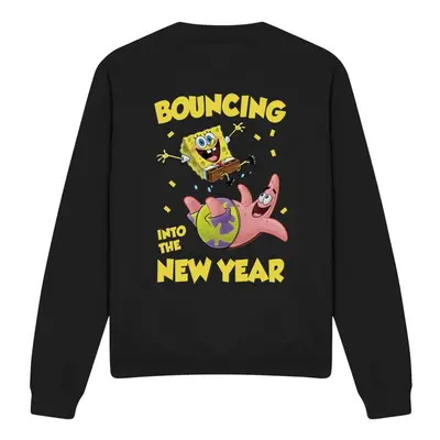 (XXL, Black) SpongeBob SquarePants Unisex Adult Bouncing Into The New Year Sweatshirt