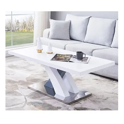 Axara Rectangular High Gloss Coffee Table In White And Grey