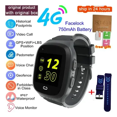 (add blue strap, European Version) Kids Smart Watch 4G GPS Wifi Video Call SOS Tracker IP67 Wate