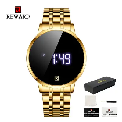 Reward Men's Digital Wristwatch Full Touch Screen Sport Waterproof Wrist Watch Stainless Steel W