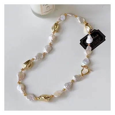 (as the picture, necklace) Baroque Freshwater Pearl Necklace: Elegant Retro Clavicle Chain For W