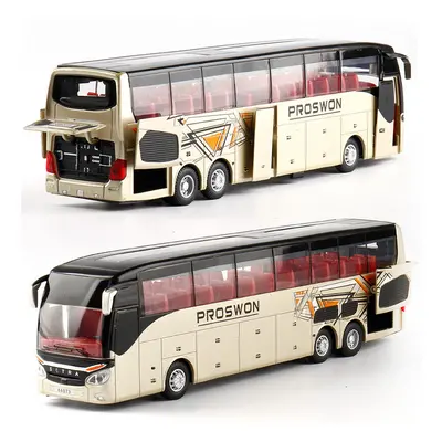 (Gold) 1:32 High Quality Alloy Double Deck Bus Sound Light Metal Diecast Pull Back Simulation Lu