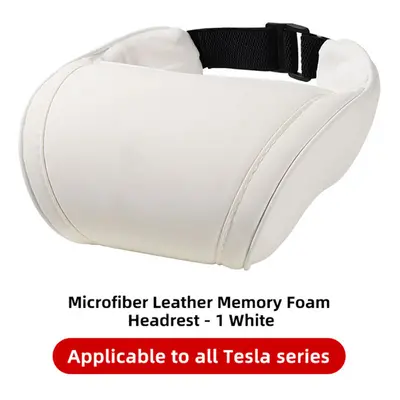 (1 PC White) Seat Headrest Travel Rest Neck Pillow For Tesla Model 3/Y/X/S PU Leather