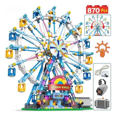 (as the picture) City Friends Moc Rotating Ferris Wheel Building Blocks Electric Bricks With Lig