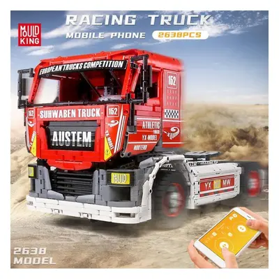 (red) Mould King Technical Semi-truck Building Blocks App Motorized Race Remote Control Truck Mk