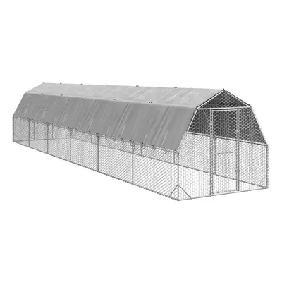 (With roof, 2.5 x x 2.25 m) vidaXL Chicken Run 2.5x4x2.25 m Galvanised Steel walk-in chicken run