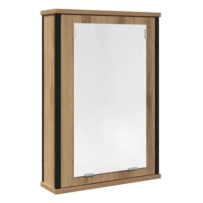 (artisan oak) vidaXL Bathroom Mirror Cabinet Black Oak 42x12x60 cm Engineered Wood