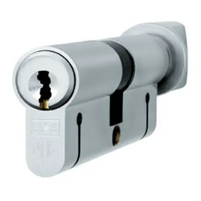 70mm Euro Cylinder & Turn Lock Keyed to Differ Pin Satin Chrome Door