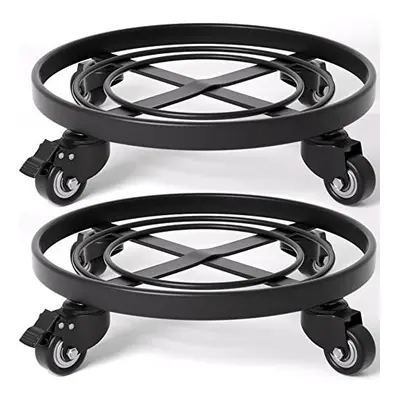 Amagabeli 2pcs X 14in Metal Plant Caddy Heavy Duty Iron Potted Plant Stand With Wheels Round Flo