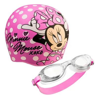 Children's Swimming Goggles and Swimming Cap Set Anti-Fog UV Protection (Pink Minnie, Years)