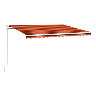 vidaXL Manual Retractable Awning with LED 400x300 cm Orange and Brown Shelter