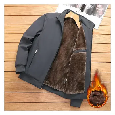 (grey, M) Men&apos;s Winter Down Coat Thick Plus Velvet Lapel Pocket Outdoor Waistcoat Uniform L