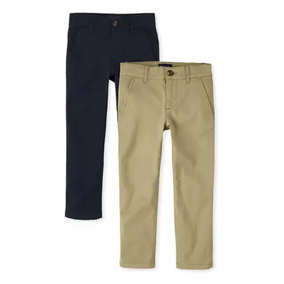 The Children's Place Boys Stretch Skinny Chino Pants Flax/New Navy Pack