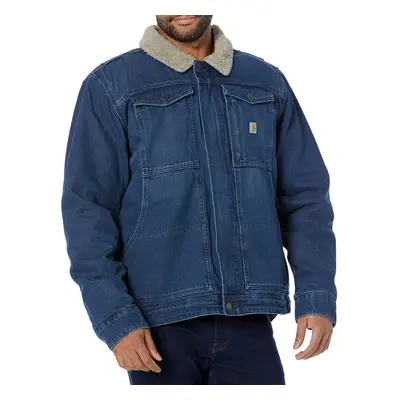 Carhartt Men's Big Relaxed Fit Denim Sherpa-Lined Jacket Beech XX-La