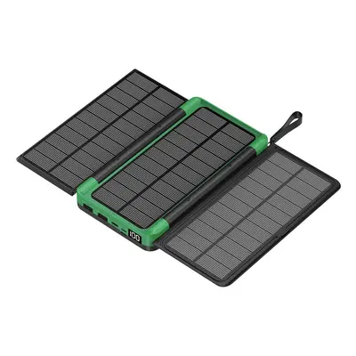 (10000mAh, Green) 20000mAh Folding Solar Power Bank with Solar Panel Qi Wireless Charger Powerba