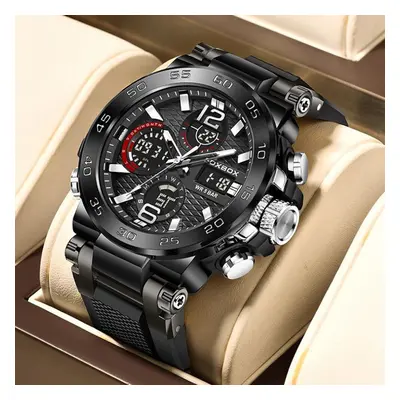 (black) Lige New Fashion Men&apos;s Watch 50m Waterproof Luminous Sport Quartz Watch Automatic D