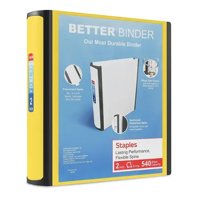 Staples Better Binder, 2-Inch, Yellow